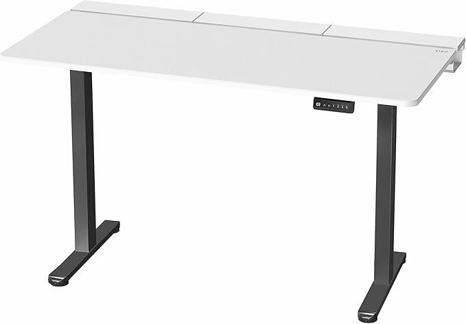 VIVO Electric 60 x 30 inch Standing Desk with Concealed Cable Trays and Full-Size Mouse Pad Dual Motor Memory Controller Height Adjustment White Top Black Frame DESK-KIT-E2B-P3W