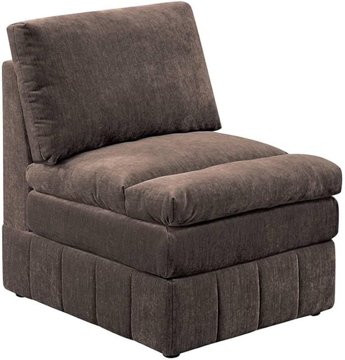 Contemporary 1pc Armless Chair Modular Chair Sectional Sofa Living Room Furniture Mink Morgan Fabric- Suede