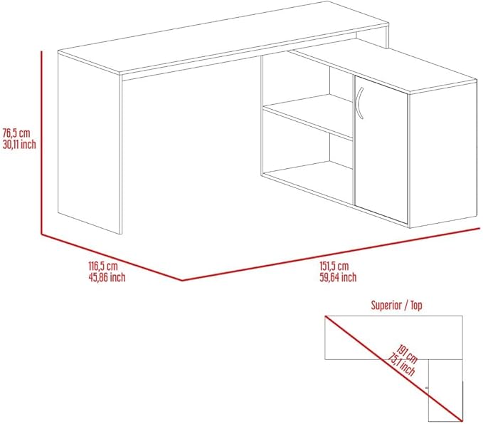 L-Shaped Desk Office Dark Brown