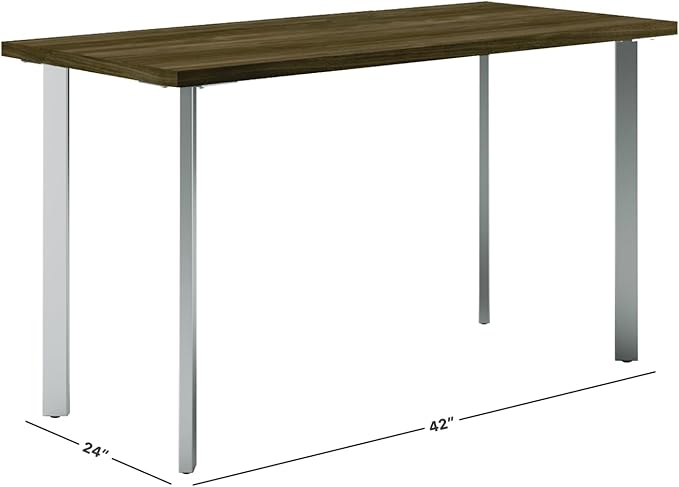 HON Coze Home Office Desks Sturdy Table Computer Desk 42 Walnut Top Silver Base