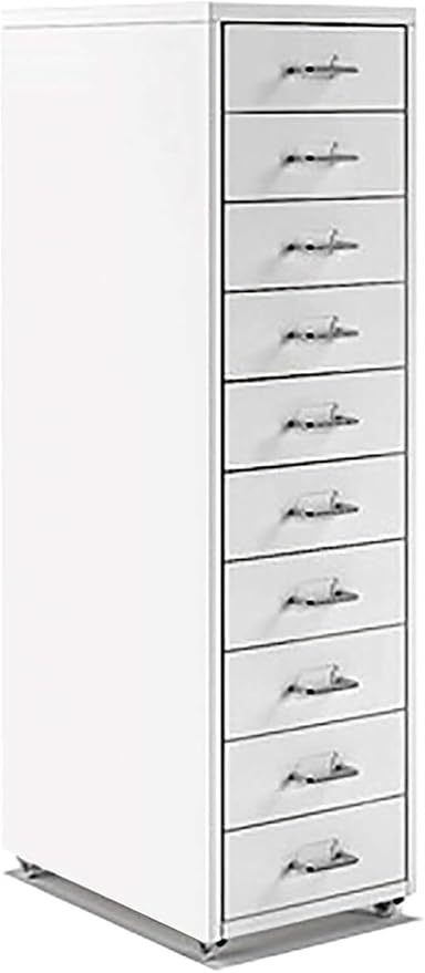 Filing Cabinet Suspension Files 10 Drawer File Drawer with Wheels Filing Drawers Metal for Colorful Office Furniture (Color : White)