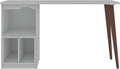 Manhattan Comfort Hampton Mid Century Modern Home Office Desk Table with 3 Cubby Spaces 53.54 White