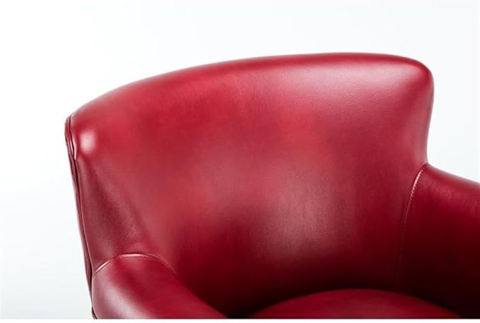 Pemberly Row Red Faux Leather Club Chair Nailhead Trim Upholstered Leather Gel Solid Wood Legs No Sag Springs 2.2 Density Foam Living Room Accent Chair Comfortable Indoor Seating