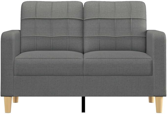 vidaXL Dark Gray 2-Seater Sofa with Polyester Fabric Metal Frame and Comfortable Padding - Compact Design for Modern Home Styles