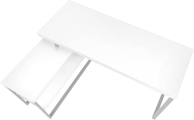 Monarch Specialties I 7585 Computer Desk Home Office Corner Left Right Set-up Storage Shelves 60 L L Shape Work Laptop Metal Laminate White Grey