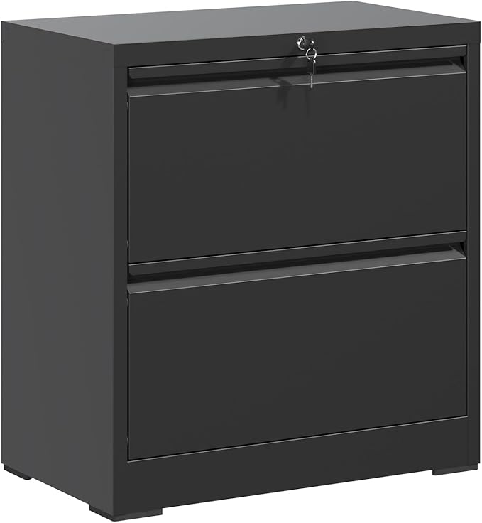 2 Drawer File Cabinet with LockSmall Filing Cabinet for HomeModern Office Under Desk Storage Drawers OrganizerEasy to AssembleBlack