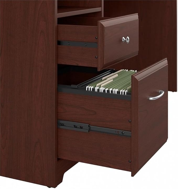 Bush Home Cabot 60W Computer Desk with Drawers in Harvest Cherry Workstation and File Storage Desktop with Organization Solution for Home Office