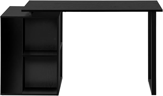 Computer Desk Home Office Left Right Set up Storage Shelves 55 l Work Laptop Black Laminate Black Metal Contemporary Modern