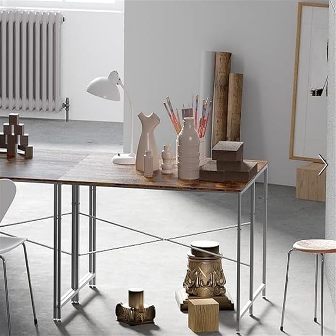 Home Office Desk with Power Outlet Brown Modern Contemporary Rectangular Metal