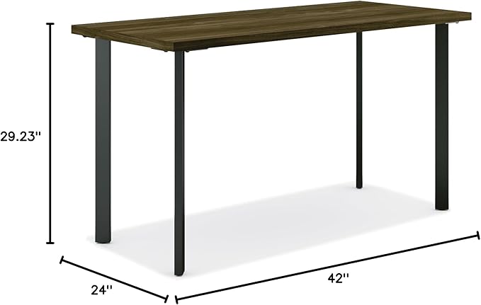 HON Coze Home Office Desks Sturdy Table Computer Desk 42 Walnut Top Black Base