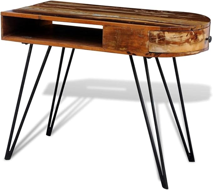 vidaXL Desk Computer Desk Home Office Desk with Iron Legs Solid Wood Reclaimed