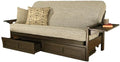 Kodiak Furniture Alamosa Full Size Futon Frame with Storage Drawers - Wood Sofa Sleeper Frame with Mattress Included in Canton Gray Color