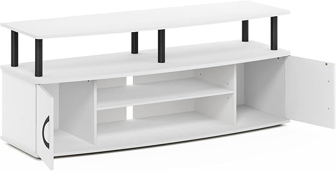 Furinno Jaya Entertainment Center Stand Unit/TV Desk for up to 55 inch White/Black