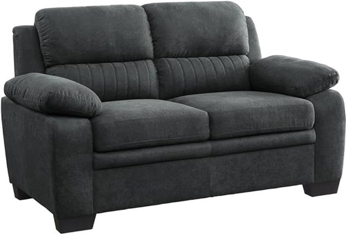Lexicon Holleman 58 Polyester Fabric Loveseat with Exposed Legs in Dark Gray
