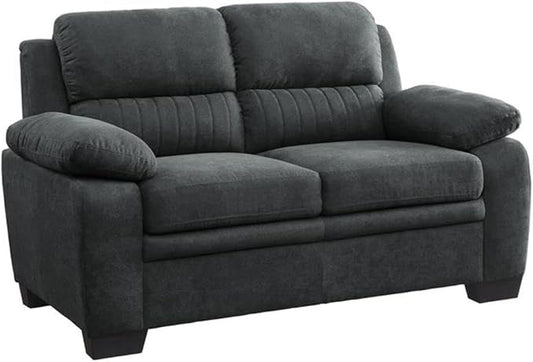 Lexicon Holleman 58 Polyester Fabric Loveseat with Exposed Legs in Dark Gray