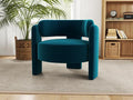 NOBPEINT Mid Century Modern Accent Barrel Chair Round Upholstered Leisure Armchair with Open Back for Living Room Bedroom Apartment Blue