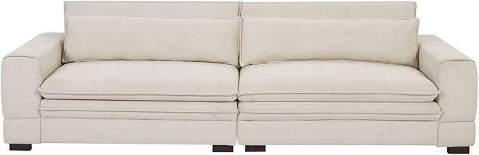 KEVINSPACE 104.72 Sofa Couch Mid Century Modern Sofa 3 Seater Sofa for Living Room Deep Seat Sofas Furniture Comfy Couches with 2 Pillows Comfy Cushion for Bedroom Apartment Office Beige