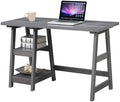 Convenience Concepts Designs2Go Trestle Desk 47 - Modern Desk or Vanity with Shelves for Office Dorm Living Room Charcoal Gray