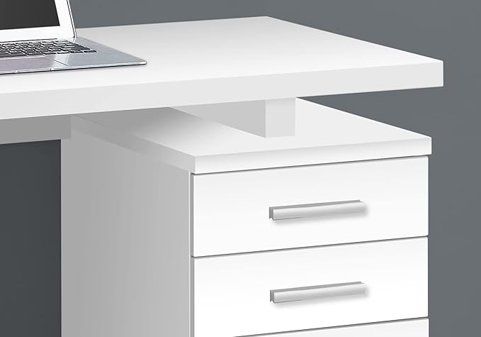 Monarch Specialties I 7690 Computer Desk Home Office Laptop Left Right Set-up Storage Drawers 48 L Work Laminate White Contemporary Modern