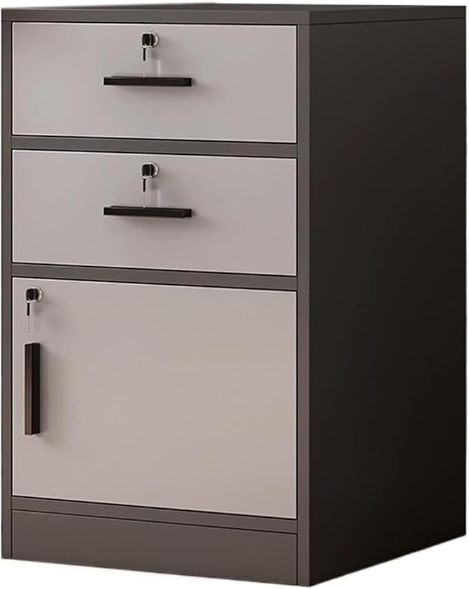 File Cabinet Side Cabinet Floor Storage Cabinet with Lock Low Cabinet Drawer Office Cabinet Data Cabinet Under Desk Storage(Color:C)