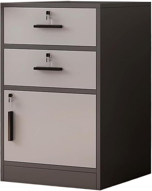 File Cabinet Side Cabinet Floor Storage Cabinet with Lock Low Cabinet Drawer Office Cabinet Data Cabinet Under Desk Storage(Color:C)