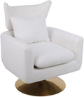 Swivel Accent Chair Armchair Classic Mid-Century 360 Degree Swivel Sofa ChairUpholstered Accent ChairTeddy Fabric Leisure Chair for Living RoomBedroom Office (White + Fabric)