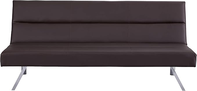 Naomi Home Futon Sofa Bed Faux Leather Futon Couch Modern Convertible Folding Sofa Bed Couch with Chrome Legs Reclining Mini Leather Small for Bedroom Living Room Espresso