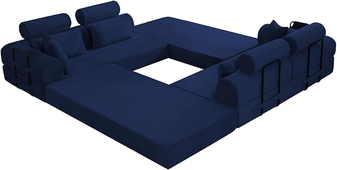 KEIKI 106 4Seat Modular Sectional Corduroy Sofa Couch for Coastal Home Home Office Family Friendly Beach Lovers Cozy Warm Perfect for Entertaining Relaxation Classic Refined Design Blue