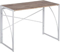 Homy Casa 39.4 Inch Foldable Laptop Desk Space-Saving Computer Table with No Assembly Required Sturdy Metal Frame Minimalist Design for Home Office Study or Small Spaces Oak &amp White