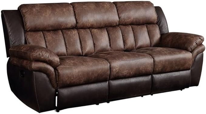 Acme Jaylen Sofa (Motion) in Toffee and Espresso Polished Microfiber