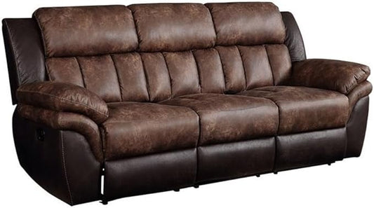 Acme Jaylen Sofa (Motion) in Toffee and Espresso Polished Microfiber