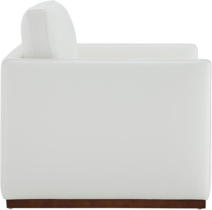 CHITA Genuine Leather Swivel Accent Chair FSC Certified Mid Century Modern Arm Chair for Living Room and Bedroom Fully Assembled White