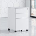 Floor Standing File Cabinet Movable Cabinet Three Drawers Steel Movable Push Cabinet Lockable Storage Cabinet (Grey)