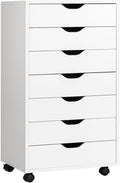 7 Drawers Filing Cabinet Vertical File Cabinet for Home Office Mobile Under Desk Office Storage Cabinets with Wheels (White 7 Drawers)
