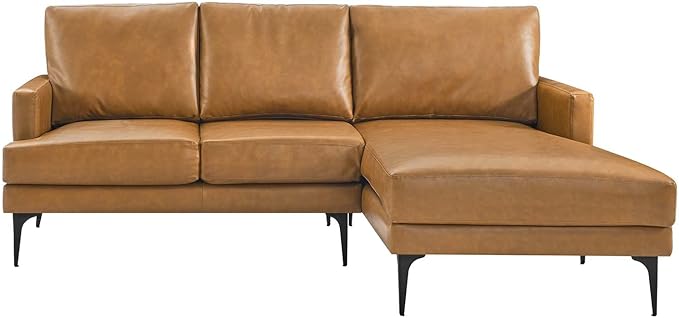 Modway Evermore Vegan Leather Upholstered Right-Facing Sofa Tan