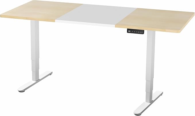VIVO Electric 71 x 30 in Dual Motor Sit Stand Desk Memory Height Adjustment 2B Series White and Light Wood Top White Frame DESK-KIT-2W7WC