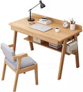 Small Desk with Drawers Solid Wood Computer Desk for Small Spaces Gaming Study Home Office Table for Work Student PC Table for Bedroom Escritorios para Cuartos (Desk and Chair L-100CM)