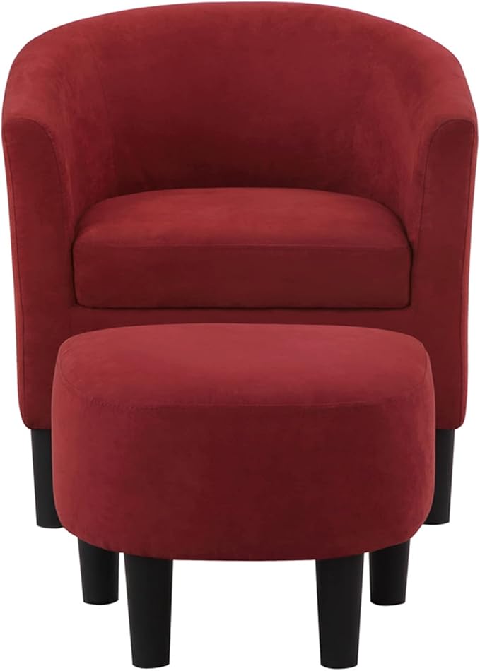 Convenience Concepts Take a Seat Churchill Accent Chair with Ottoman Red Microfiber