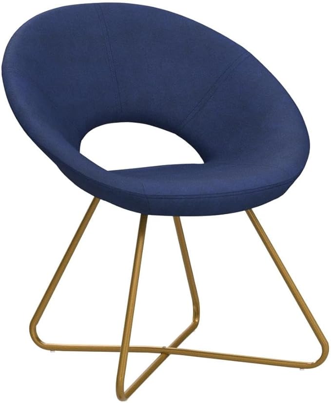 Roundhill Furniture Slatina Silky Velvet Upholstered Accent Chair with Gold Tone Finished Base Blue
