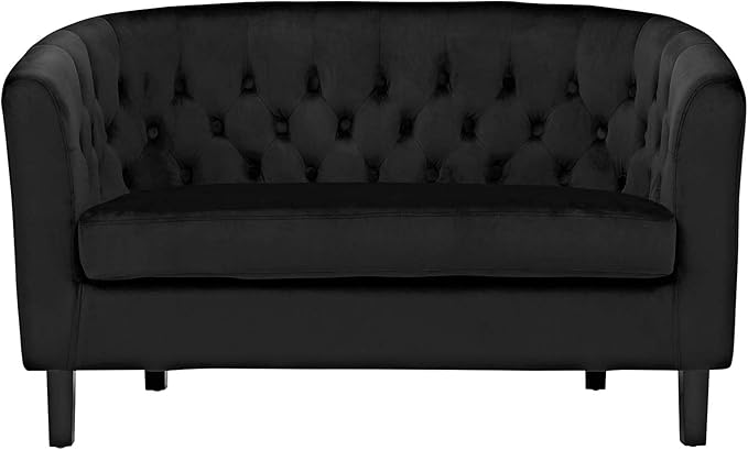 Modway Prospect Velvet Upholstered Contemporary Modern Loveseat In Black
