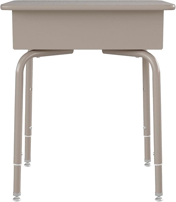 Flash Furniture Billie Student Desk - Gray Granite Open Front School Desk - Silver Metal Frame - 24W x 18D Adjustable Height Durable for School or Remote Learning
