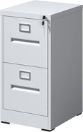 2 Drawer File Cabinet with Lock Small A4 Legal/Letter Size Filing Cabinets Under Desk Storage Organizer for Home Office Locking Cabinet DrawersWhite