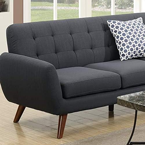 Poundex Bobkona Galiana Linen-Like Polyfabric SECTIONAL in Ash Black
