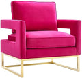 Tov Furniture The Avery Collection Modern Style Living Room Den Velvet Upholstered Armchair with Gold Legs Pink