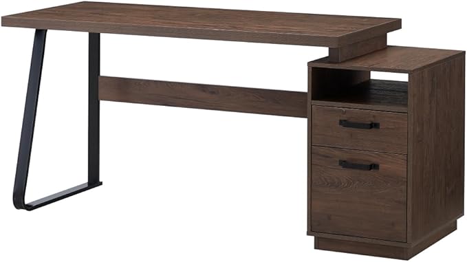 Home Office Computer Desk with Drawers/Hanging Letter-Size Files 65 inch Writing Study Table with Drawers