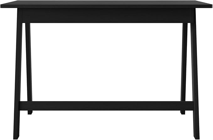 HOME DESIGN Serafina Solid Wood Writing Desk Modern Clean-Lined Design with Wide Storage Drawer Compact Home Office Desk Natural Wood Grain Finish Black