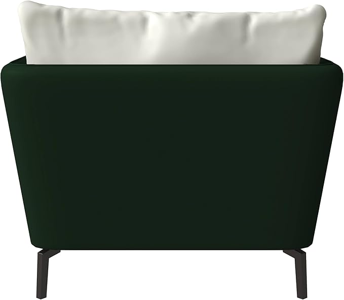 LeisureMod Modern Green Single-Seater Sofa Couch Contemporary Lounge Accent Side Armchair Upholstered in PU Leather with Metal Legs &amp Foam Filled Seat for Living Room Office Bedroom