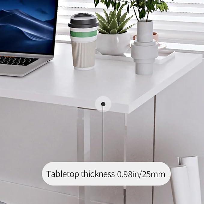 Acrylic Computer Desk With Clear Base Modern Console Table Dining Table Home Office Desk for Study (Black)