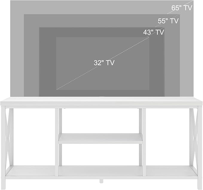 EXCEFUR 55 inch TV Stand for TV up to 65 inch Modern Media TV Console with Storage Shelves Entertainment Center for Living Room Bedroom White Oak