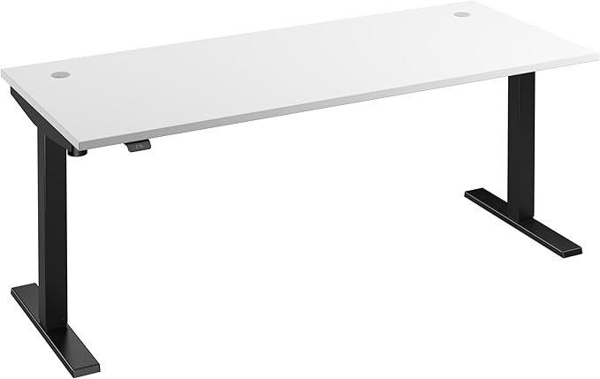 Bush Business Furniture 72-inch Electric Height Adjustable Standing Desk Ergonomic Sit-Stand Computer Table for Home and Professional Office Move 40 Series White with Black Base